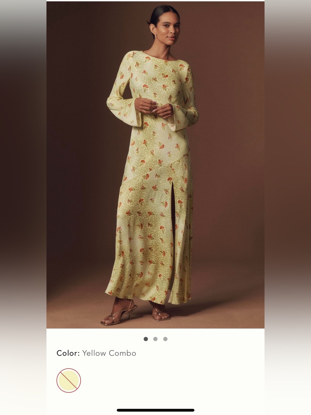 Anthropologie BHLDN yellow open back dress